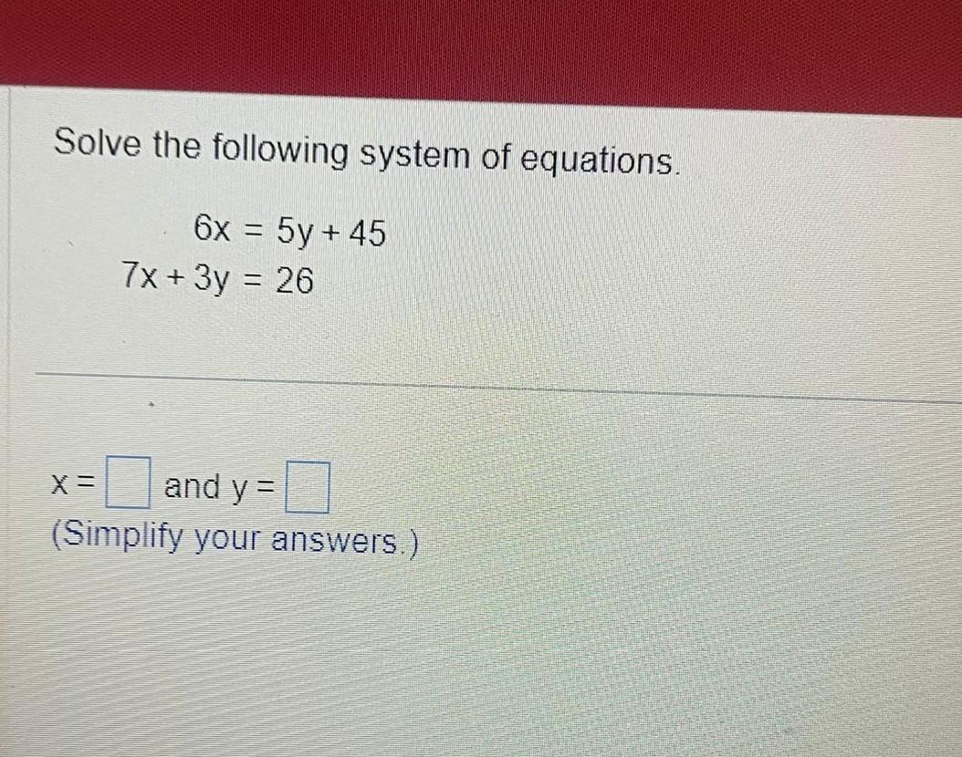 Solved Solve the following system of equations | Chegg.com