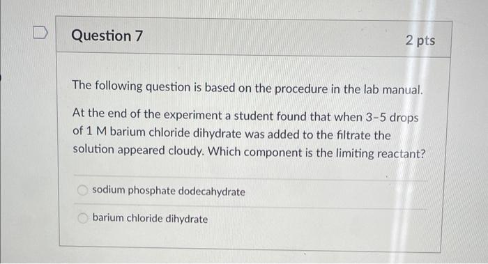 Solved The following question is based on the procedure in | Chegg.com