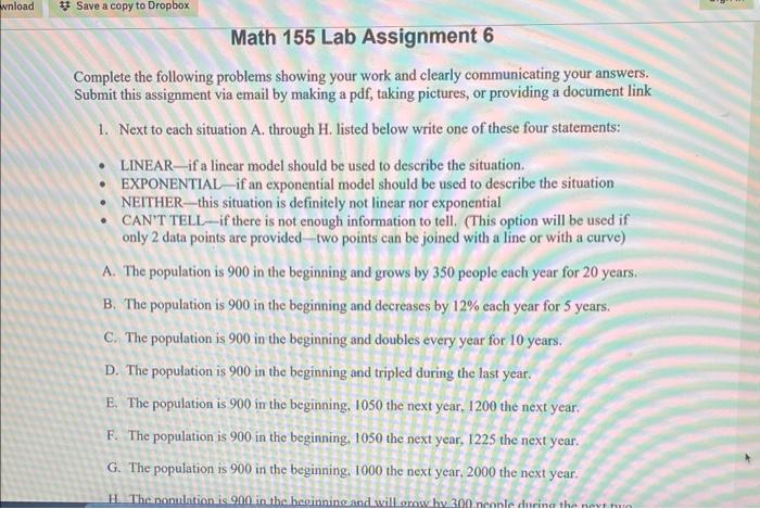 Solved Complete the following problems showing your work and | Chegg.com