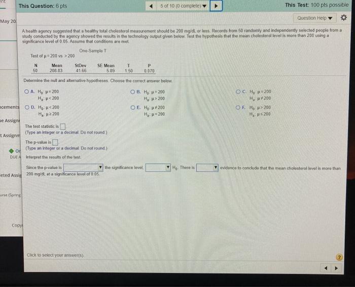 Solved ent This Question: 6 pts 5 of 10 (0 complete) This | Chegg.com