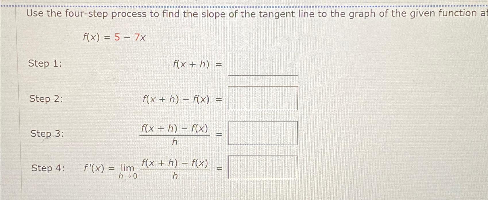 Solved Use the four-step process to find the slope of the | Chegg.com