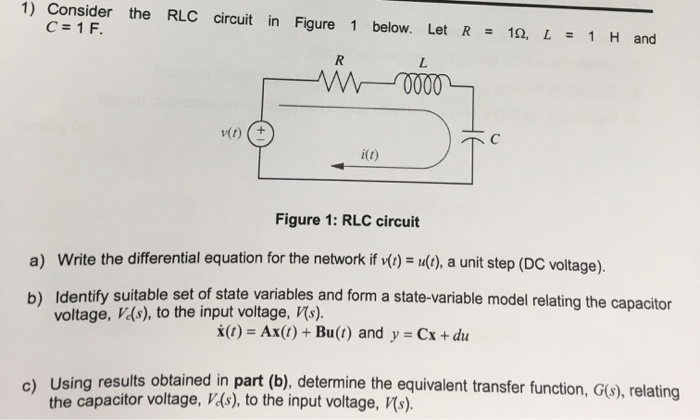 Solved 1 Consider The Rlc Circuit In Figure 1 Below C 1 Chegg Com