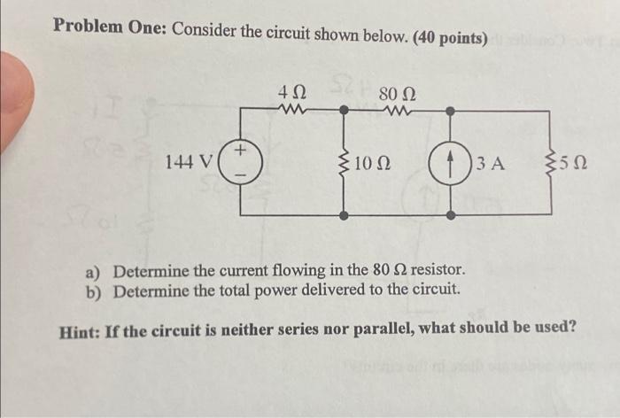 Solved Problem One: Consider The Circuit Shown Below. (40 | Chegg.com