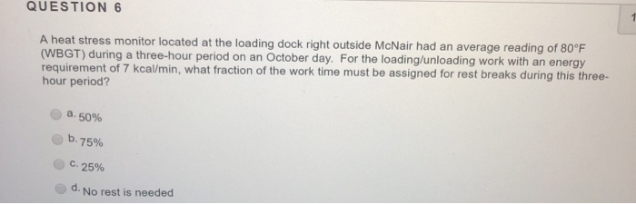 Solved QUESTION 6 A Heat Stress Monitor Located At The | Chegg.com