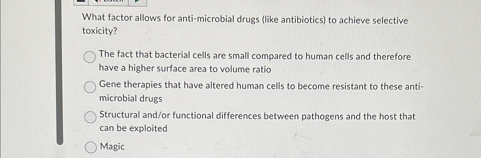 Solved What factor allows for anti-microbial drugs (like | Chegg.com