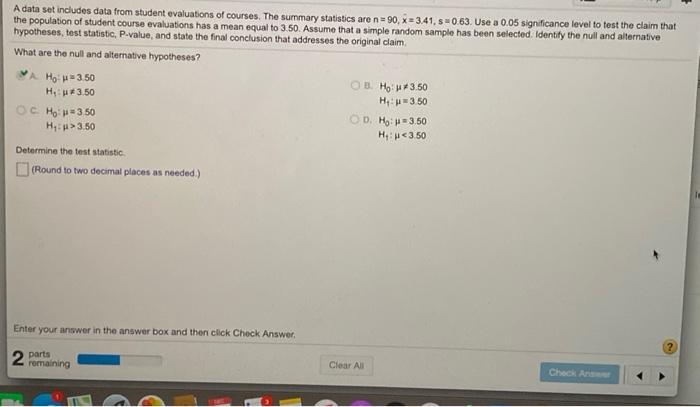 Solved A data set includes data from student evaluations of Chegg com