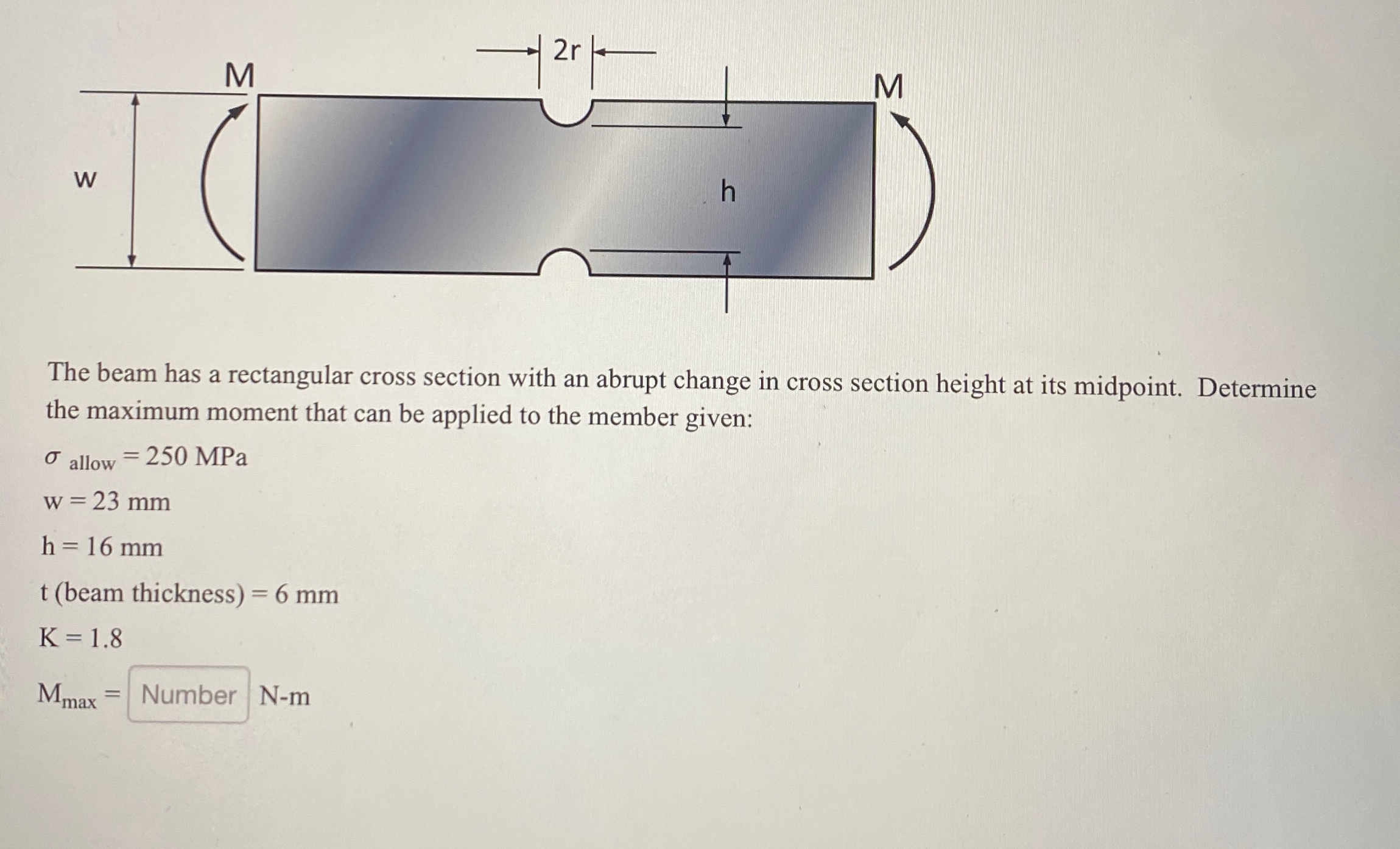 Solved The beam has a rectangular cross section with an | Chegg.com