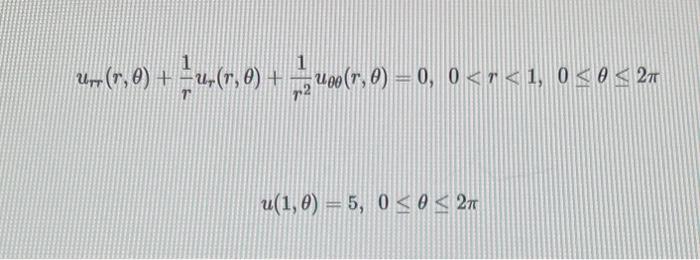 Solved ur(r,θ)+r1ur(r,θ)+r21uθθ(r,θ)=0,0 | Chegg.com