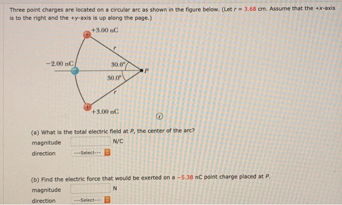 Three Point Charges Are Located On A Circular Arc www.chegg.com