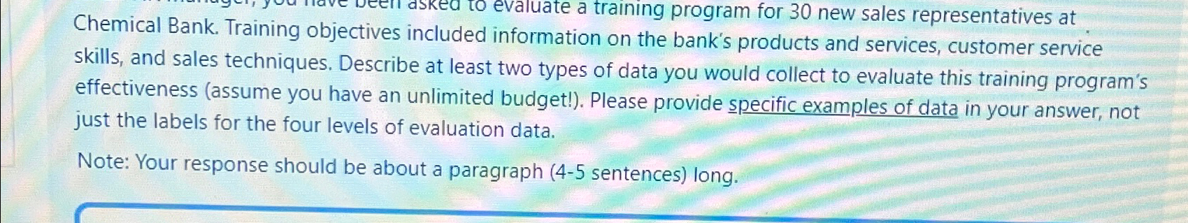 Solved to evaluate a training program for 30 ﻿new sales | Chegg.com