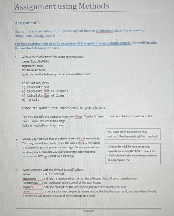 Solved Assignment using Methods Assignment 2 Once you are | Chegg.com