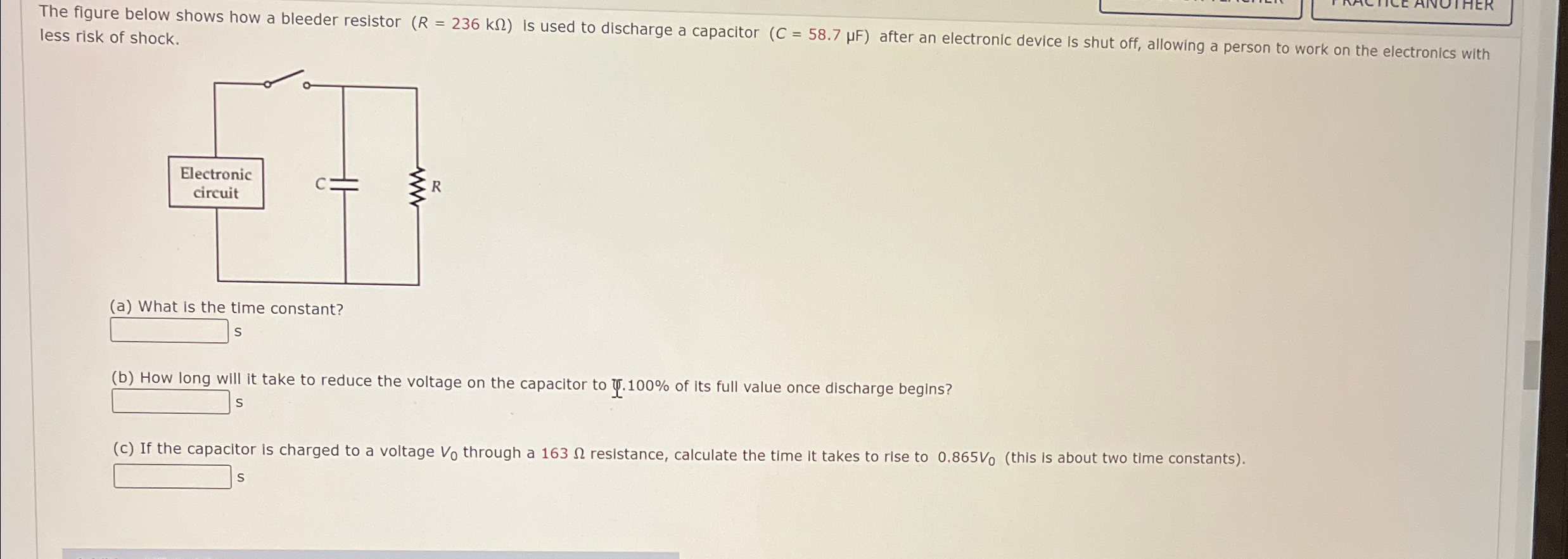 Solved 21.11 ﻿The figure below shows how a bleeder resistor | Chegg.com