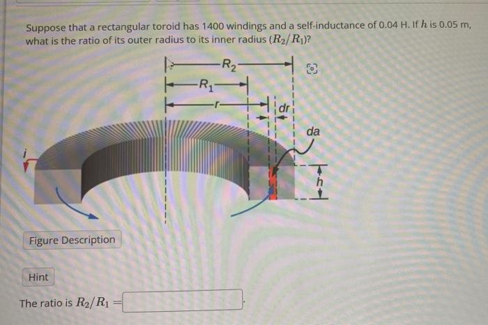 Solved Suppose that a rectangular toroid has 1400 windings | Chegg.com