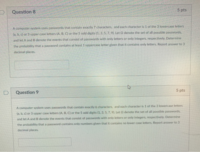 Solved Question 8 5 pts A computer system usés passwords