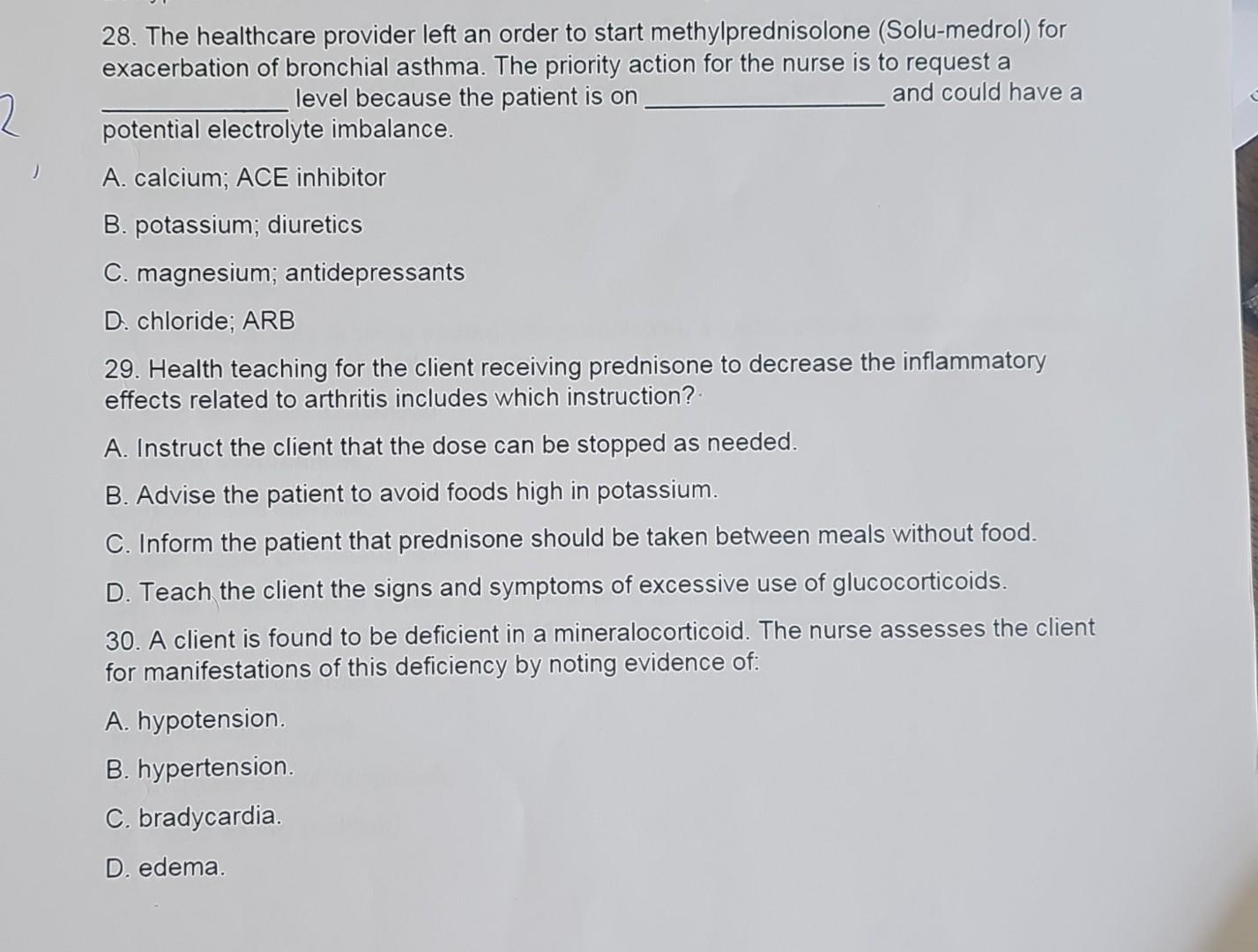 Solved 28. The Healthcare Provider Left An Order To Start 