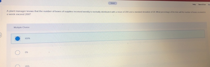 Solved A plant manager knows that the number of boxes of | Chegg.com