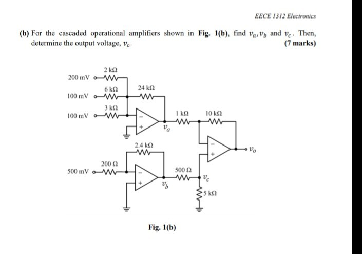 Solved EECE 1312 Electronics (b) For the cascaded | Chegg.com