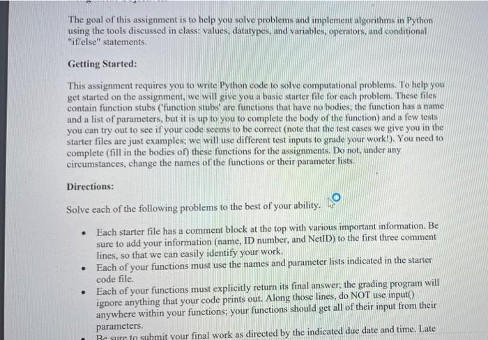 Solved The goal of this assignment is to help you solve | Chegg.com
