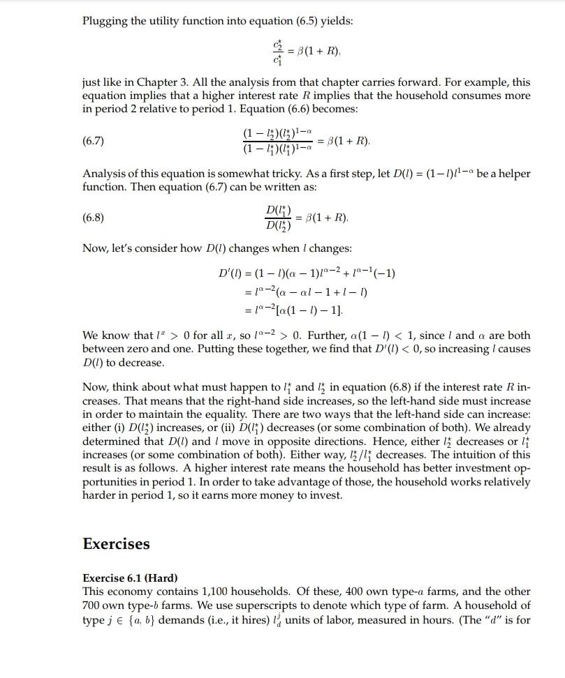 Solved Plugging the utility function into equation (6.5) | Chegg.com