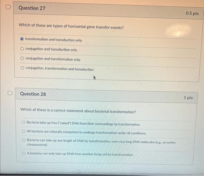Solved Which of these are types of horizontal gene transfer | Chegg.com