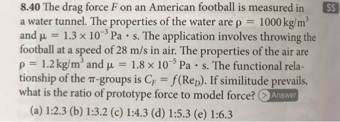 Solved The drag force F on an American football is measured | Chegg.com