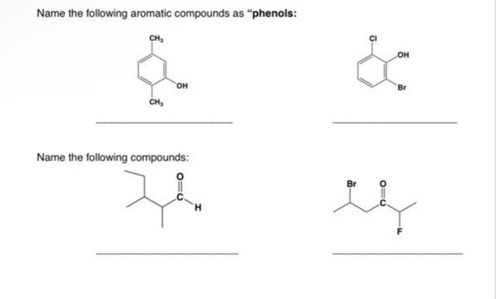 Solved Name The Following Aromatic Compounds As "phenols: | Chegg.com