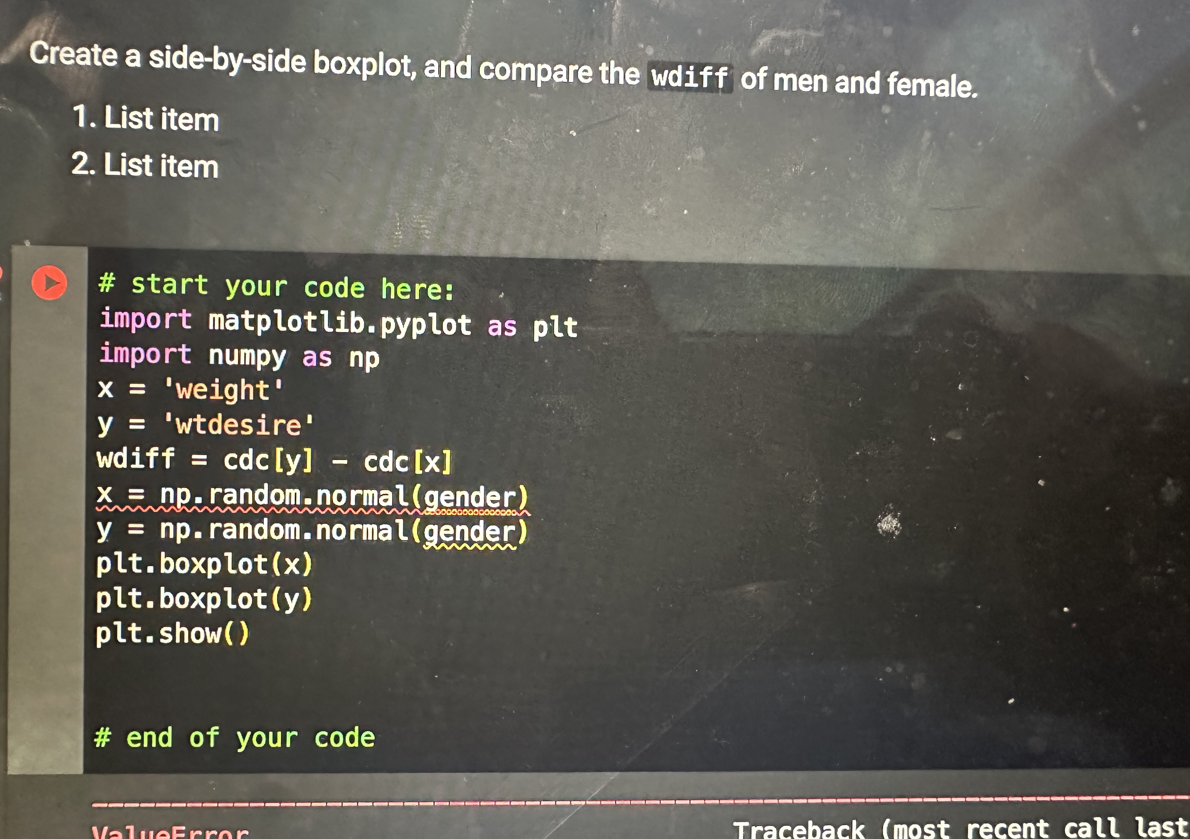 Solved Python:Create a side-by-side boxplot, and compare the | Chegg.com