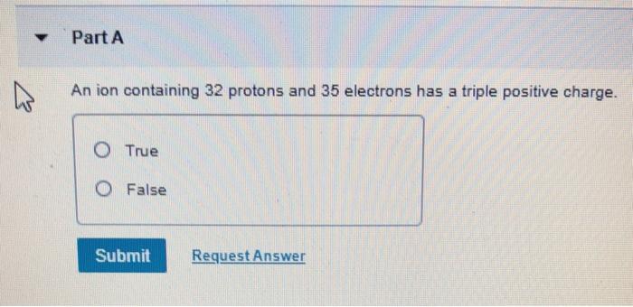 Solved V Part A An ion containing 32 protons and 35 | Chegg.com