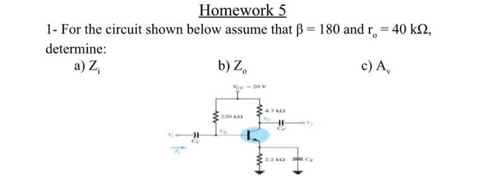 Solved Homework 5 1- For The Circuit Shown Below Assume That | Chegg.com