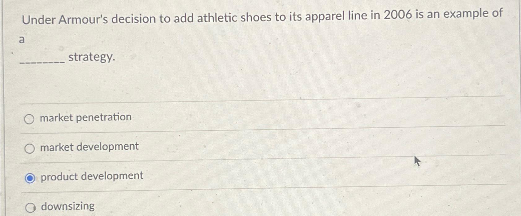Solved Under Armour's decision to add athletic shoes to its
