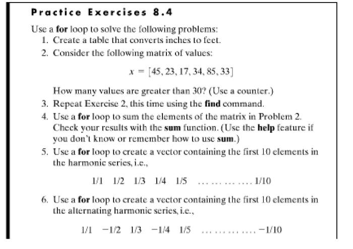 Solved Practice Exercises 8.4 Use a for loop to solve the | Chegg.com