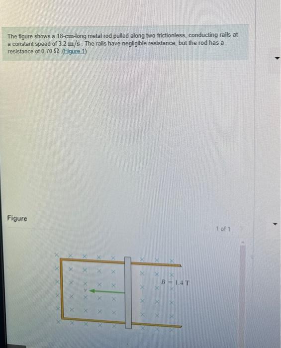 Solved The Figure Shows A 18−cm− Long Metal Rod Pulled Along | Chegg.com