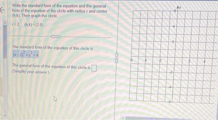 Solved Write the standard form of the equation and the | Chegg.com