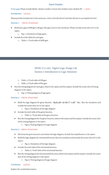 Report Template Front page: Please include | Chegg.com