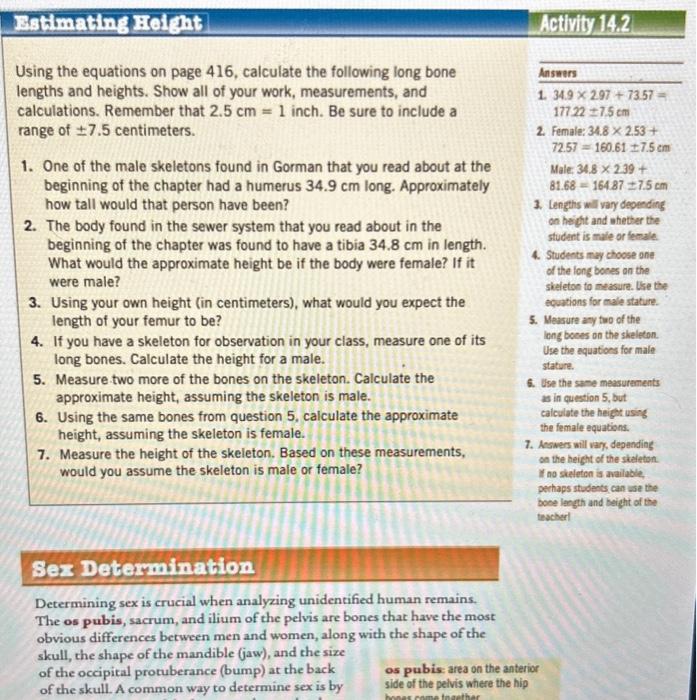 Solved ACTIVITY 2: SEX DETERMINIATION FROM PELVIC MORPHOLOGY