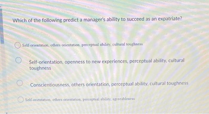 Solved Which of the following predict a manager's ability to | Chegg.com