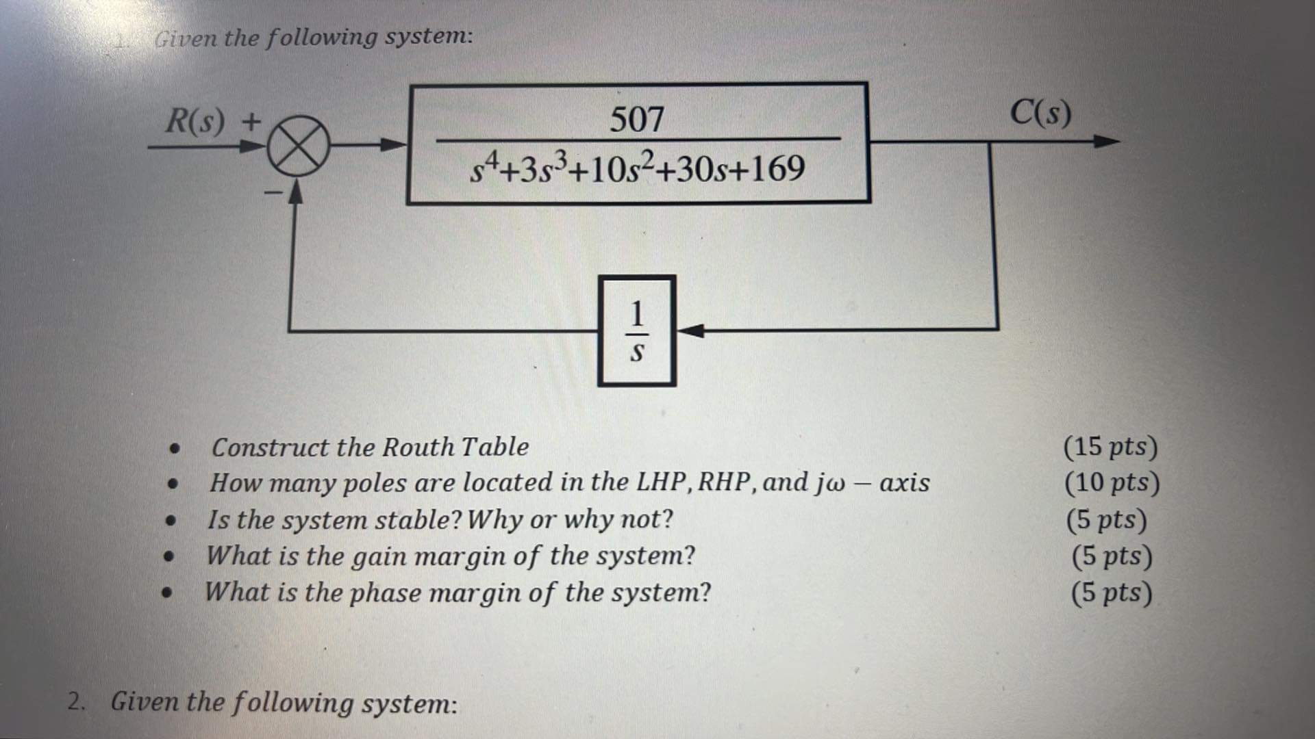 Given the following system:Construct the Routh | Chegg.com