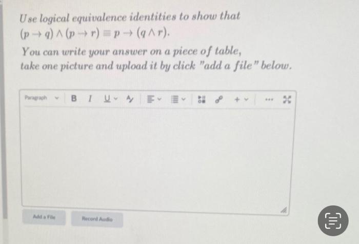Solved Use logical equivalence identities to show that | Chegg.com