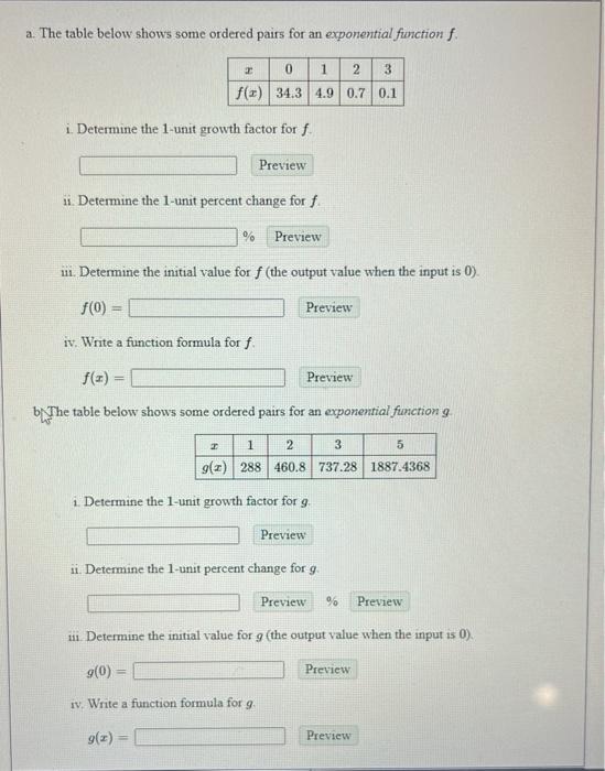 Solved a. The table below shows some ordered pairs for an | Chegg.com