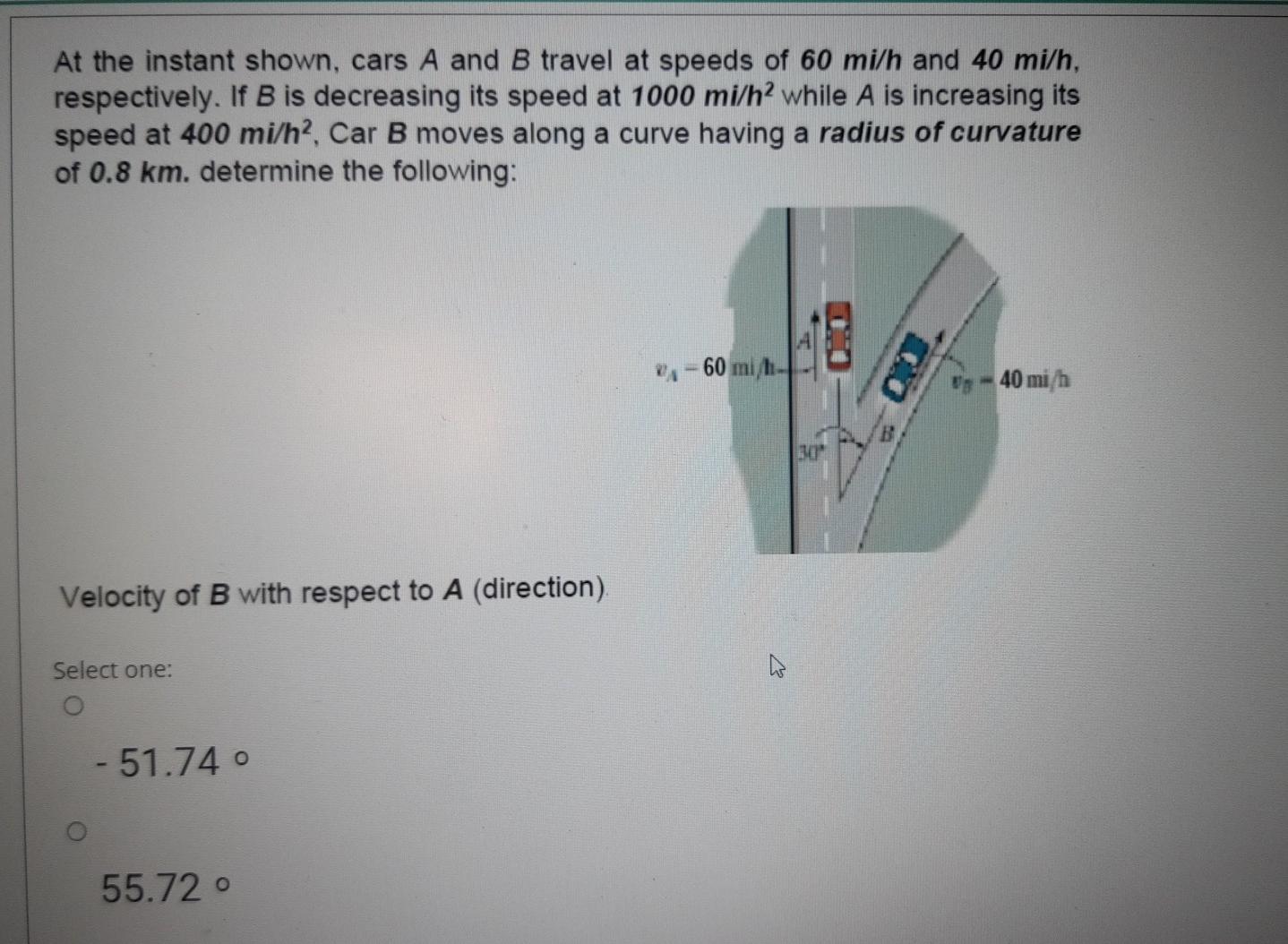 Solved At The Instant Shown, Cars A And B Travel At Speeds | Chegg.com