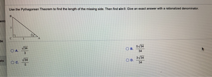Solved Use the Pythagorean Theorem to find the length of the | Chegg.com