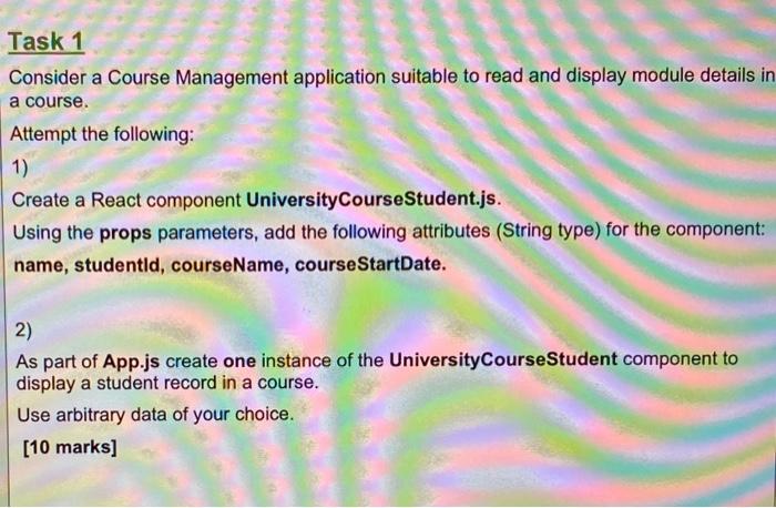 Solved Task 1 Consider a Course Management application | Chegg.com