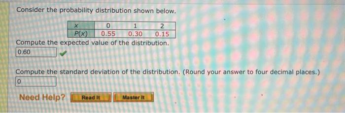 Solved Consider the probability distribution shown below. х | Chegg.com