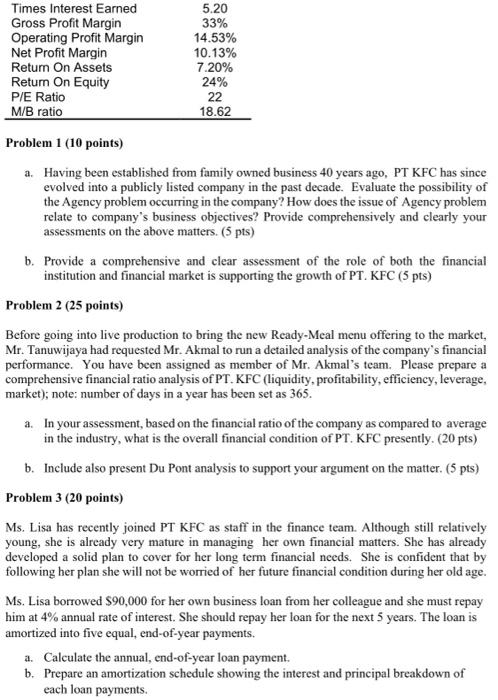 PT KFC Statement of Profit or Loss for the years | Chegg.com