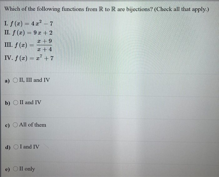 Solved Which of the following functions from R to R are | Chegg.com