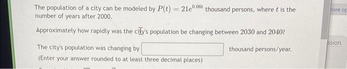 Solved The population of a city can be modeled by | Chegg.com