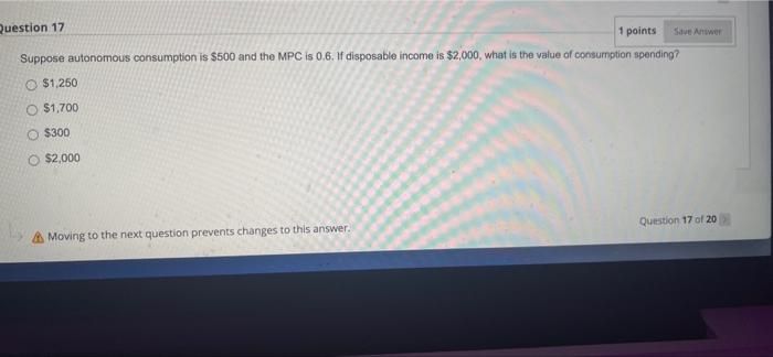 Solved Question 17 1 points Save Answer Suppose autonomous | Chegg.com