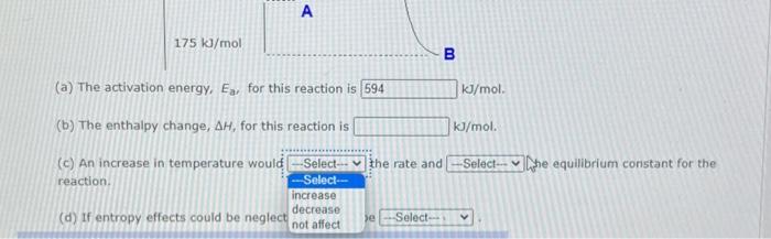 Solved (a) The activation energy, Ea, for this reaction is | Chegg.com