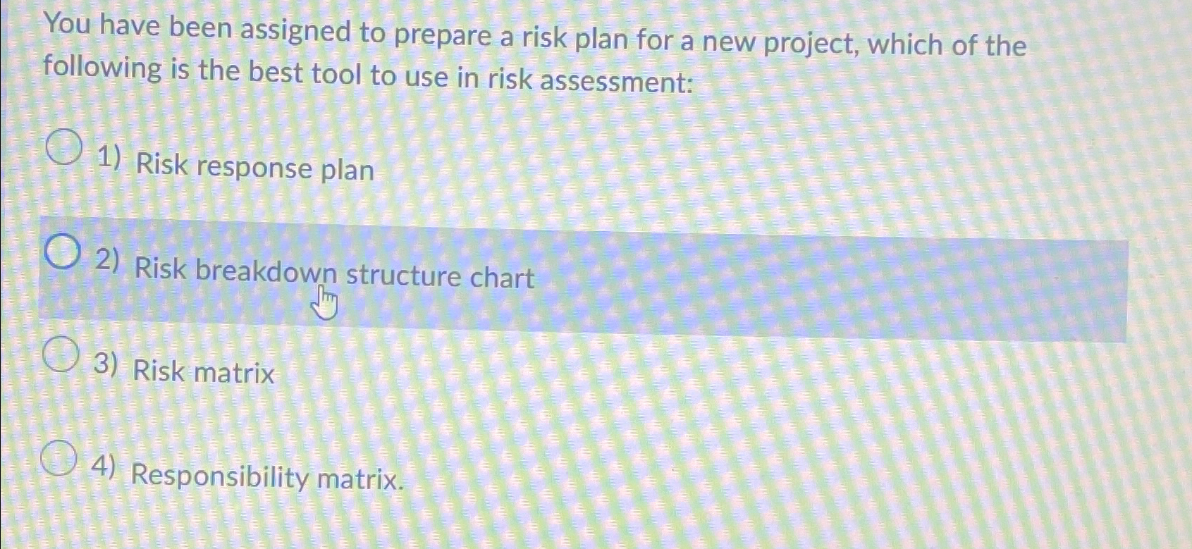 Solved You have been assigned to prepare a risk plan for a | Chegg.com