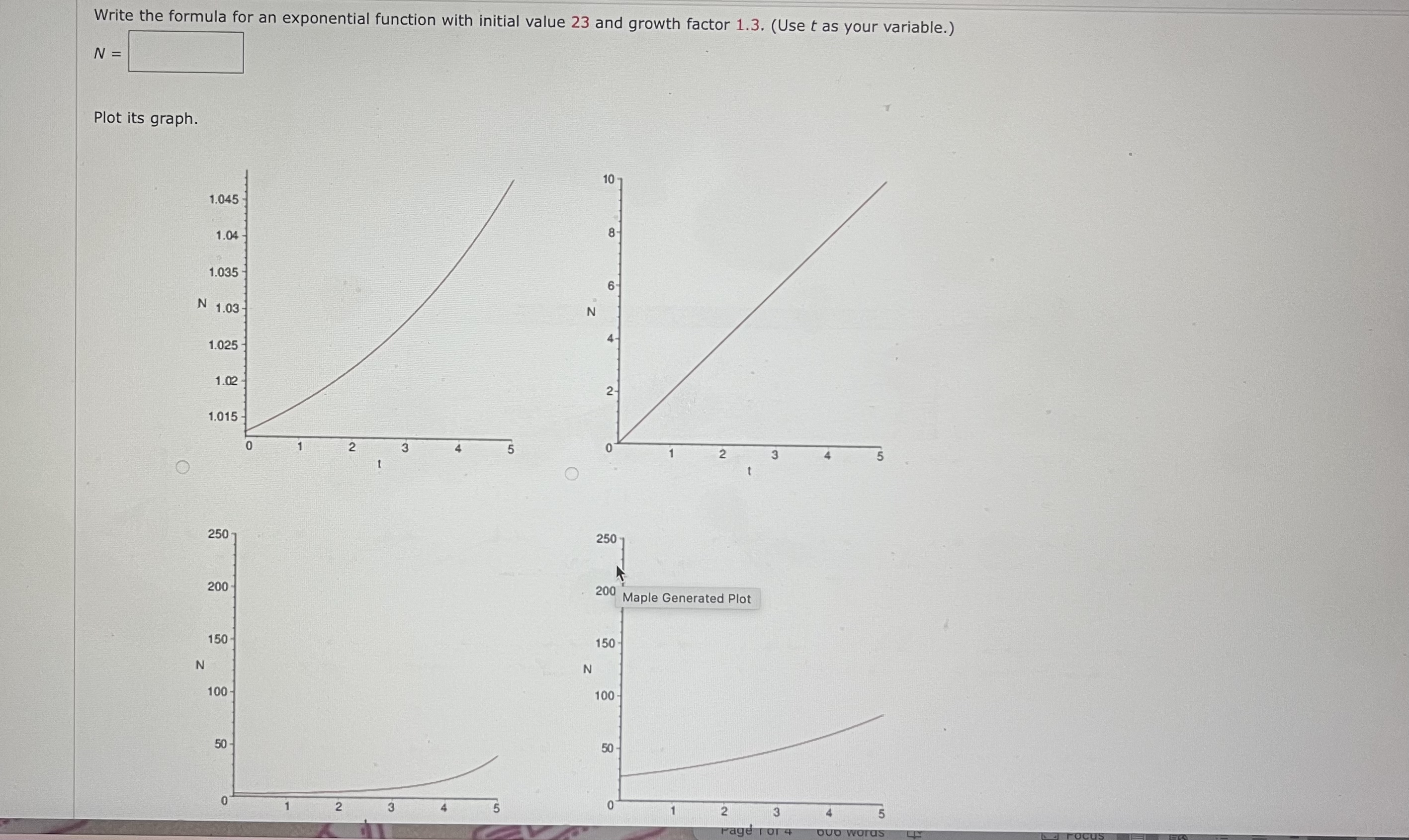 Solved Write the formula for an exponential function with | Chegg.com